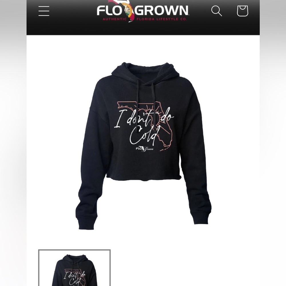 Women's Black Cropped Hoodie - 'I Don't Do Cold'